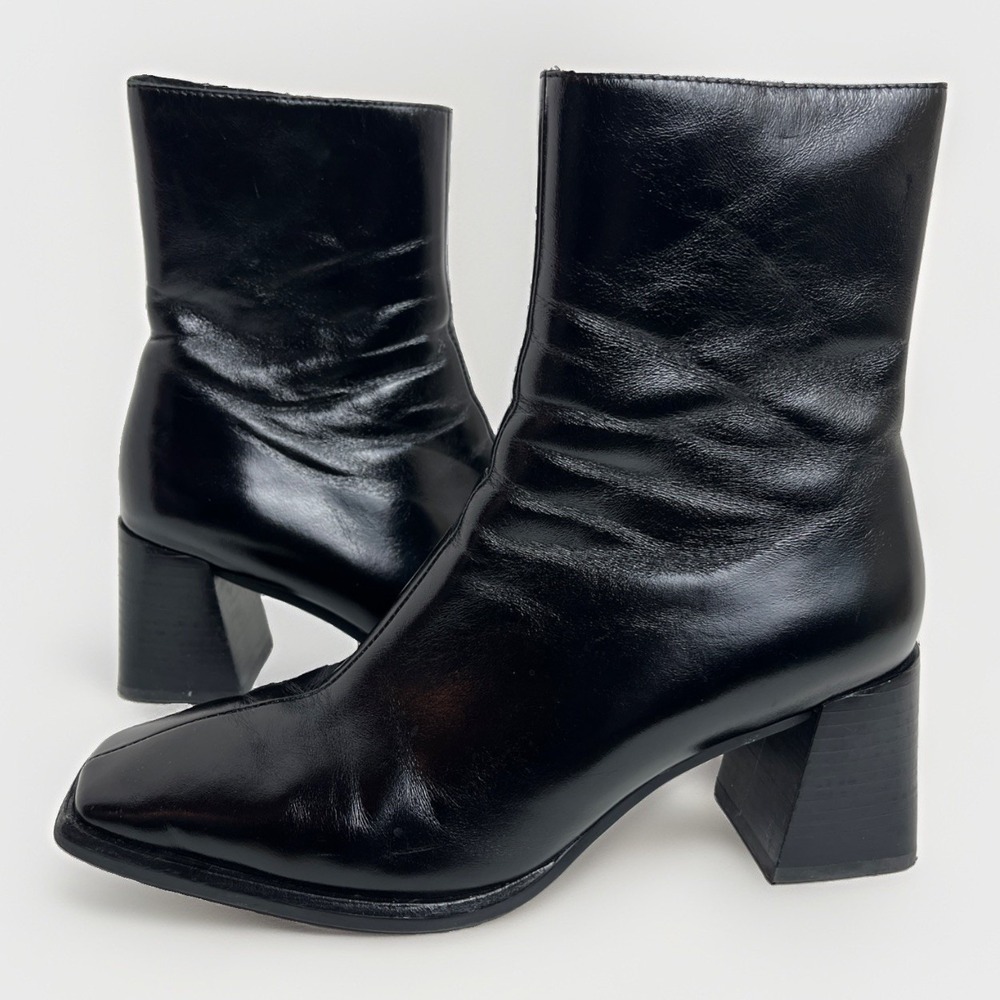 Jeffrey Campbell Sherpal 2 Women 8.5 Bootie Black Leather Side Zip Square Toe